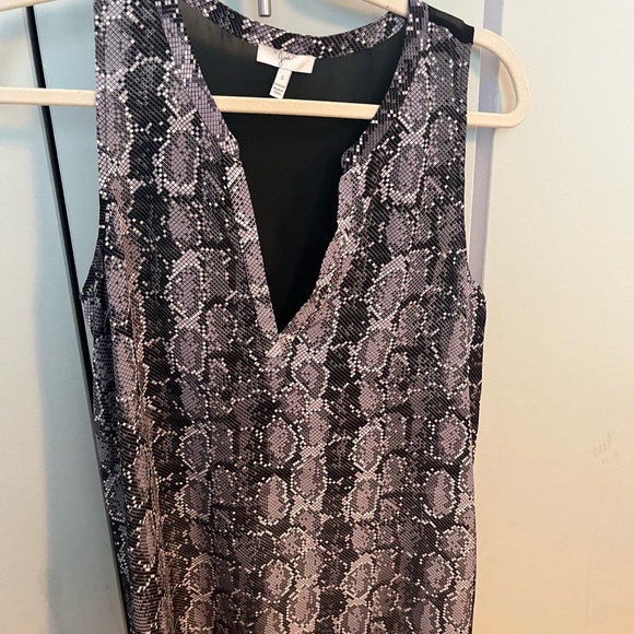 Joie Silk tank with geometric print front and sheer black back - Picture 1 of 2